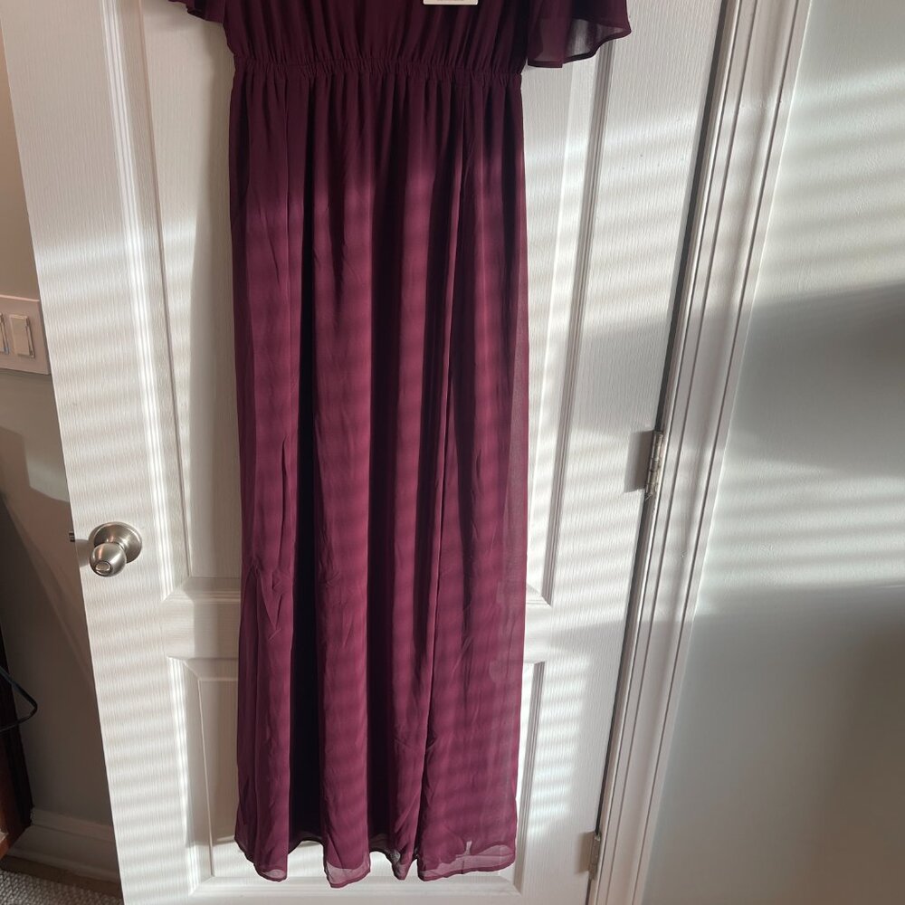 NWT Show Me Your MuMu Emily Empire Maxi Dress Merlot Chiffon Bridesmaid Size S - Picture 3 of 8